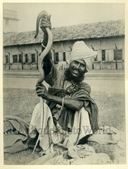 Indian man snake charmer antique photo