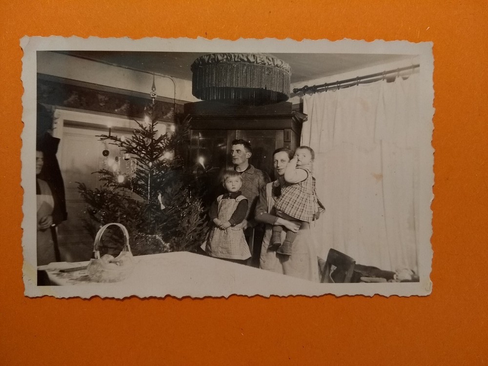 Vintage Photo Antique Family Christmas Xmas Tree Lamp Xmas Family Old Photo
