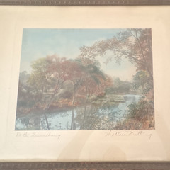 Wallace Nutting signed color photo “On the Quinnebaug” Matted & Framed