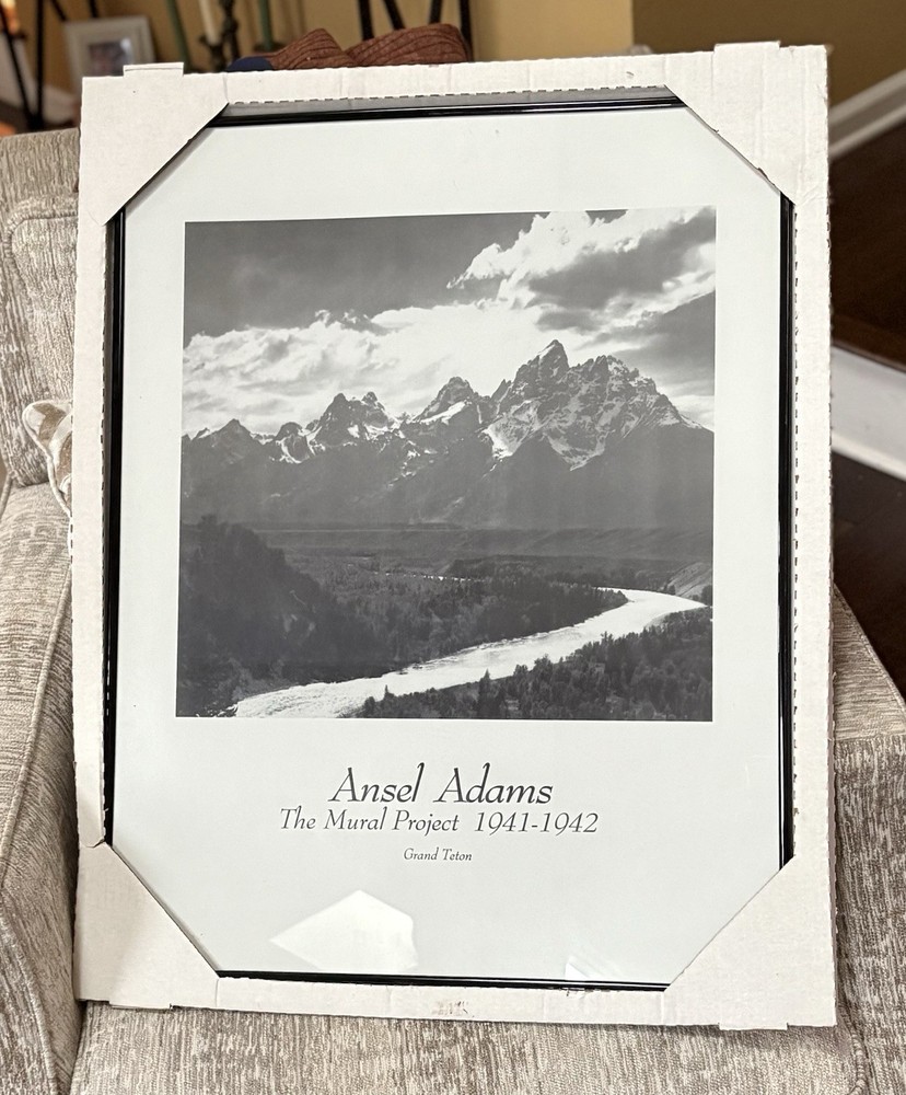 Ansel Adams Black & White Grand Teton Landscape Photograph Framed 1941-1942