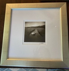 3 High Quality Decorative Photos in Frames – Lake/Path/Boat Signed C. Adams