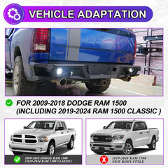 Rear Bumper for 2009-2018 Dodge Ram 1500 | 2019-2024 RAM 1500 Classic Heavy Duty