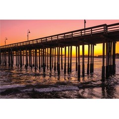 Ventura Pier Sunset California Wall Art Photo Print, Aerial Pier Photography