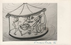 1964 RARE John Olday Real Photo SIGNED Satirical Cartoon Vicious Circle POSTCARD