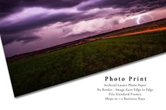 Storm Photography Print: Kansas Lightning Thunderstorm Stormy Night Photo