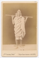 Handsome cabinet card by Jean Geiser: young man, Kabyle, albumen photo c. 1880