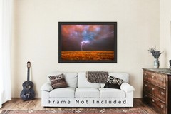 Storm Photography Print – Picture of Lightning Strike at Dusk in Oklahoma