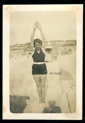 Westerland Sylt 1939 – Woman Stretching On Beach – 1930s – Photo 6x8cm