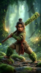 5 Forest Warrior – Digital Image Picture Phone Background AI Art, 5 images