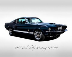 Classic Cars – 1967 Ford Shelby Mustang GT500 Nightmist Blue – Print