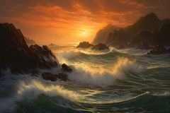 Beautiful sunset seascape, Digital Photo Download for Prints, Wall Art, and More