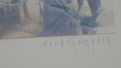 ANTIQUE FRED THOMPSON SIGNED HAND COLORED ART PHOTOGRAPH, WINTER SHADOWS