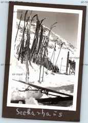 Obertauern 1936 – Skis in Front of the Seekarhaus – Austria 1930s – Photo 7x10cm