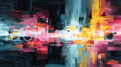 Digital Art Brushstrokes Glowing Patterns Colorful Abstract Wall Art Print 8 PNG