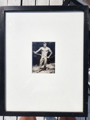 Vintage 12×15 Framed Nude Male Physique 4×5 Photo Original 1950s Bruce Bellas