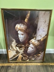 Italian Fulvio Roiter Framed Art Venezia Maschere Carnevale + 1 More, 18″ x 25″