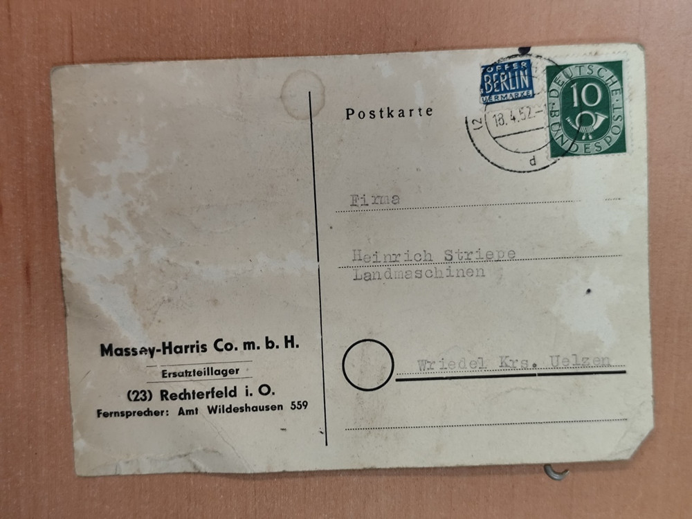 Massey Harris Postcard Postcard FP