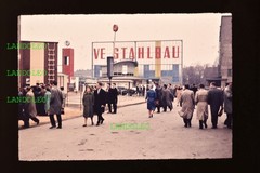 Dia Leipzig 1961 entrance area fair steel construction Leipzig scene