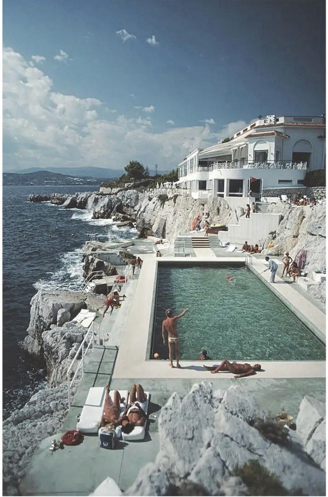 Slim Aarons C Print Photograph on Metal Ready to Hang Hotel Du Cap-Eden-Roc Pool