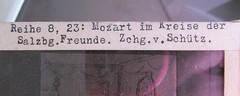 Mozart Wolfgang Amadeus with friends in Salzburg old glass picture 8.5 x 10 cm