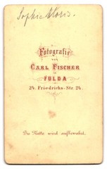 Photograph Carl Fischer, Fulda, Friedrichs-Str. 24, elegant young lady in tail