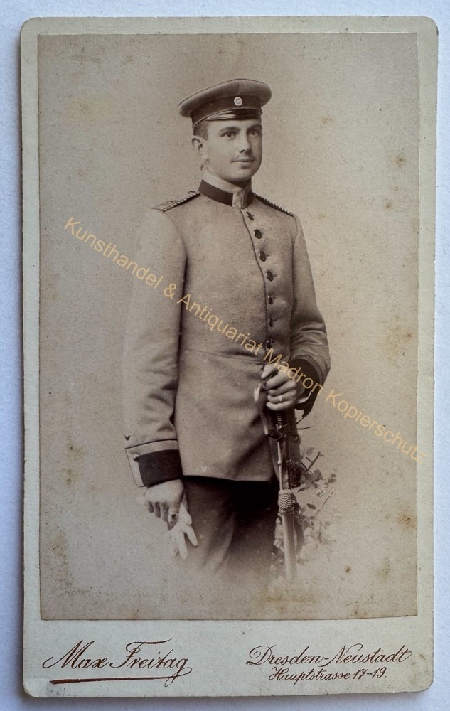 orig. CDV photo photograph man gentleman picture old fashion around 1890 Dresden soldier Friday