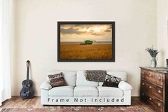 Combine Photography Print: Colorado Farm Equipment Wheat Harvest Country Photo
