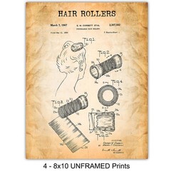 Beauty Salon Patent Art Prints – Vintage Wall Art Poster Set – Chic Rustic Ho…