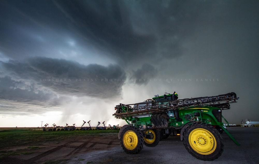 Field Sprayer and Storm in Kansas Agriculture Farm Country Photography Print