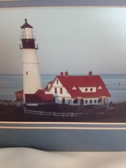 Signed Ted Cooper New England Portland Head Lighthouse Maine Color Photo Matted