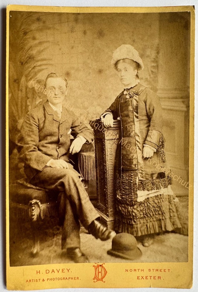 orig. KAB Photo Photograph Picture Old Mr Man Woman Fashion Circa 1875 Exeter Davey