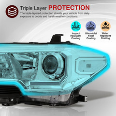 LED DRL Projector Headlights Lamps Housing Reflector Assembly Left Right Pair Co