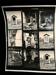 Vintage photo Outhouse Woman Hand Water Pump Contact Sheet 8 x 10 Black White