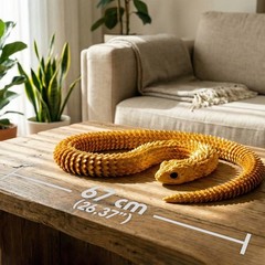 3D Printed Gold Articulated Snake Figure 60cm Desk Decor Fidget