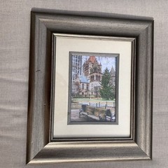 12×14” Wood Frame Wall Hanging with Trinity Church Boston 5×7” Photo in Glass