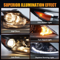 Headlight Assembly for 2013-2016 Sportage, Passenger & Driver Side Halogen Headl