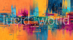 Digital Art Brushstrokes Glowing Patterns Colorful Abstract Wall Art Print 8 PNG
