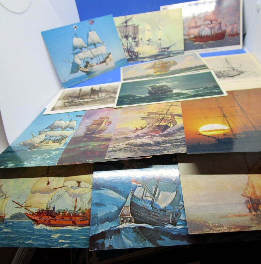 STUNNING 14 POSTCARDS TALL SHIPS GREAT ARTWORK 11 NEW 3 WRITTEN ON 1907 1910
