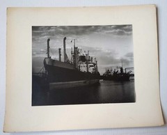 Ships «The Mighty Rouge At Twilight» River Detroit MI Photograph 1950-70s Boats