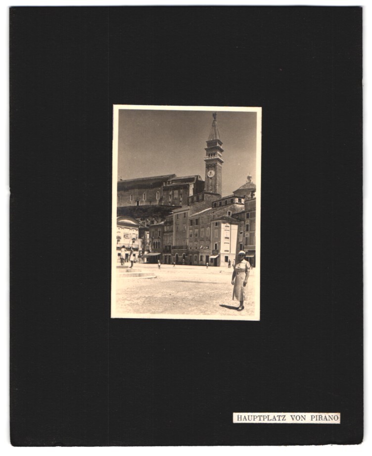 3 photographs Piran, main square, port