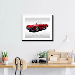 Classic Car – 1961 Chevy Corvette in Roman Red – Muscle Car – Print