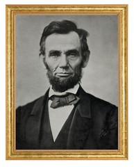 Abraham Lincoln Photograph in a Aged Gold Frame