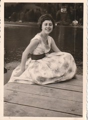 Vintage Photo Beautiful Woman in Summer Dress Snapshot 1950s