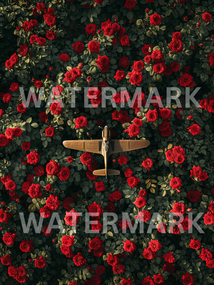 Digital Photo Image Vintage Poster Plane Roses Picture Art Wallpaper Desktop