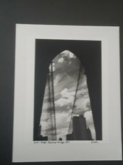 Vintage1997 B&W Photo Brooklyn Bridge, Arch Angel by Photographer Sam Kash