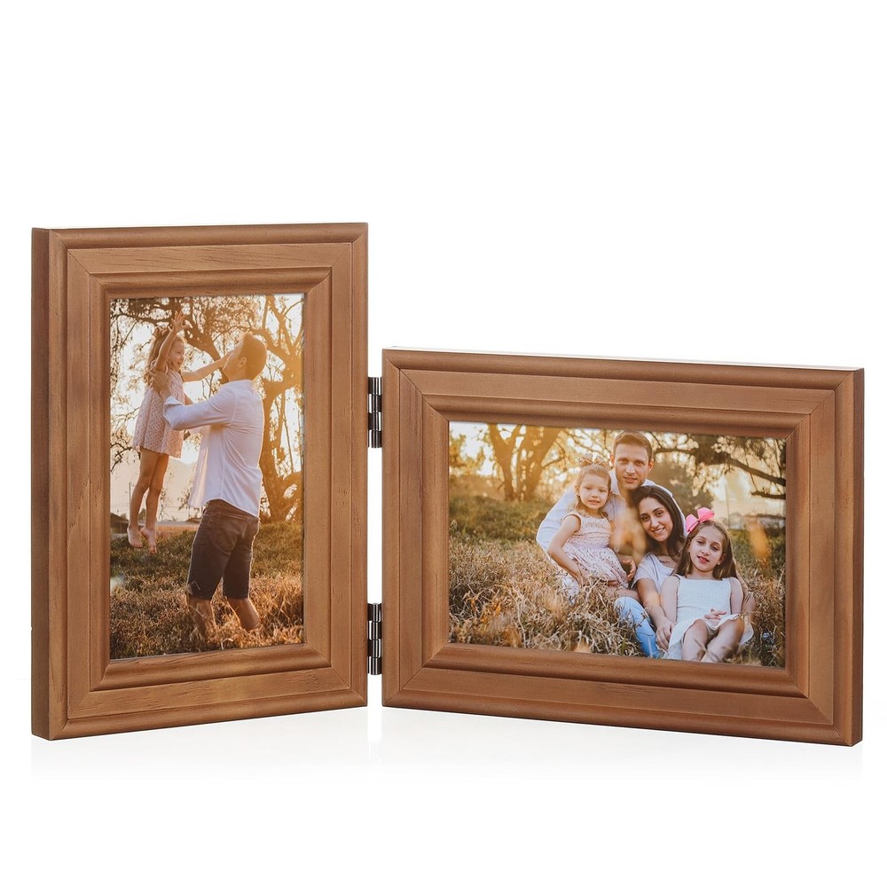 4×6 Double Hinged Picture Frame Folding Photo Frame Vertical and Horizontal i…
