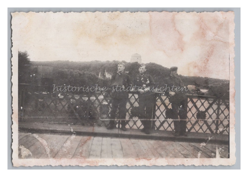 Kehlheim – Soldiers on Bridge in Front of Liberation Hall – Old Photo 1940s