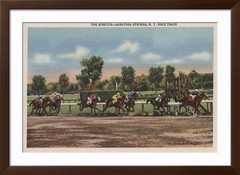 ART.COM Wall Art Print Saratoga Springs, NY – Horse Race Track Scene on Brown…