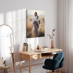 Framed Jesus and Lamb Canvas Wall Art Jesus Christ The Good Shepherd Picture …