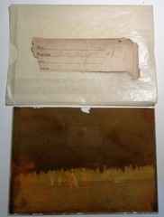 Antique Photograph Glass Negative «Air Ship» Biplane Taking Off Test Flight 1909